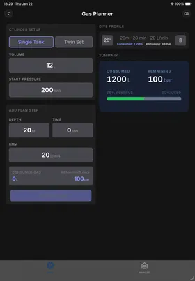 Gas Planner on tablet
