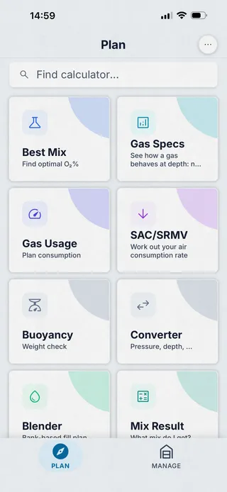 Dive Kit's grid of free companion tools