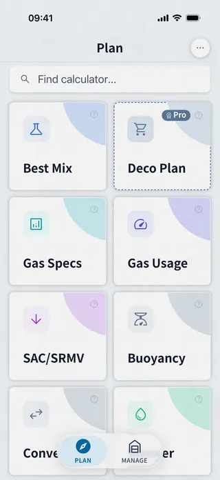 Dive Kit 免费伴侣工具网格界面